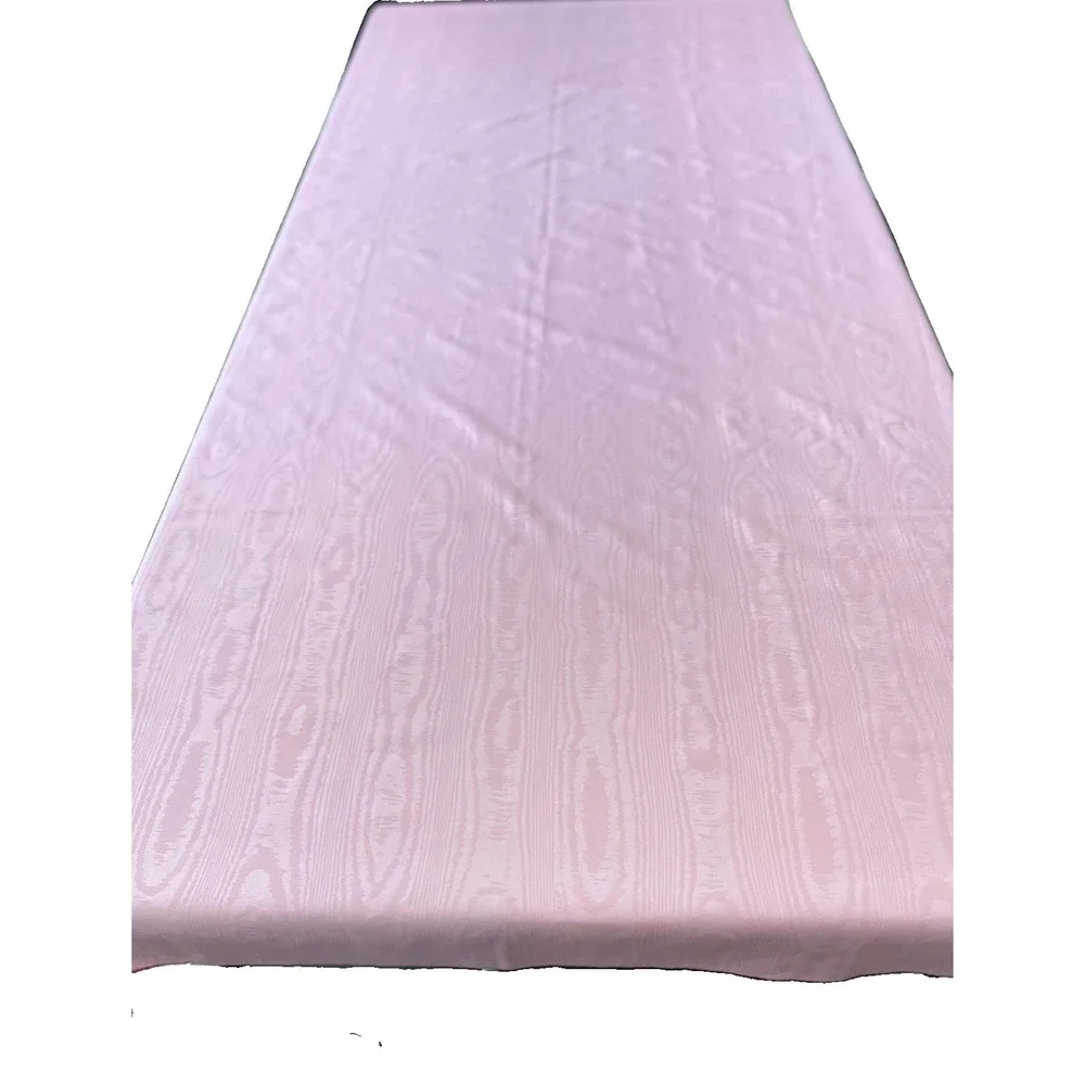 Vintage Rose Pink Moire Tablecloth 80x60 9 Matching Napkins Rectangle Wood Grain